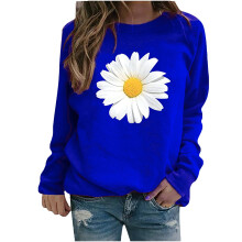 Blouse met lange mouwen voor dames, sweatshirt met madeliefjesprint voor dames, trui voor dames