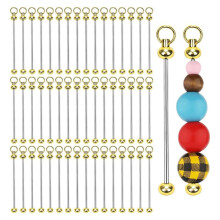 50pcs Blank Beadable Keychain Bars, Metal Bead Keychain Bar Charms Detachable Key Chain Making for Pendant B
