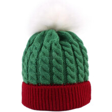 Christmas Elf Knitted Hat for Baby, Xmas Beanie Pom Knit Warm Green Hat for Children Toddler