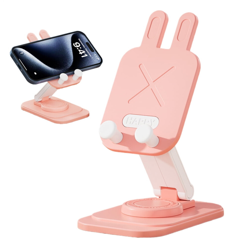 Phone Stand For Desk Foldable Phone Holder Rabbit Design 360 Degree Rotating Cradle Dock For Counter Bedside Travel Women Men Home Intensely 9180479790822