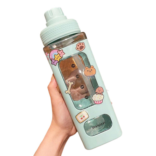 (Green, D) Kids Leakproof Straw Water Bottle 2