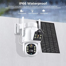 Solar-IP-Kamera, WiFi, Doppelobjektiv, PTZ-Überwachungskamera, 4 MP HD, Eingebauter Akku, Solarpanel, Kabellose Kamera, Alarm, US-Stecker