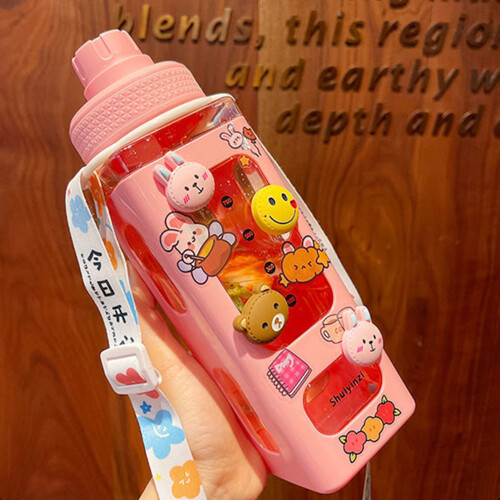 (Pink, D) Kids Leakproof Straw Water Bottle 1