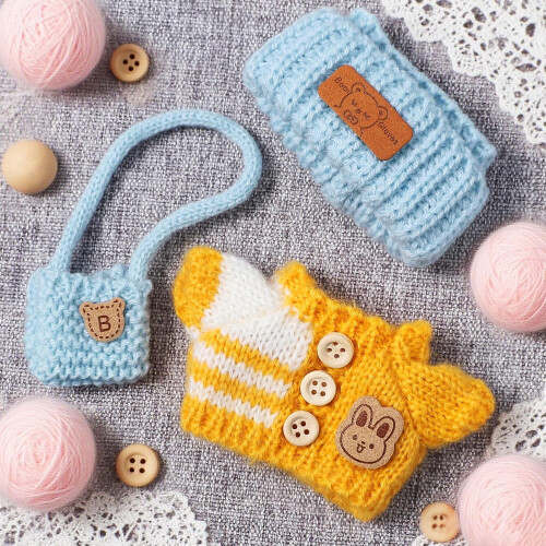 17cm Doll Outfits Kawaii Chic Set Button-Up Stripe Sweater 1