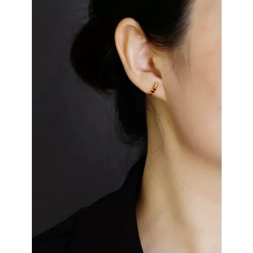Sterling Silver Round Disc Climber Earrings A4483-Gold 1