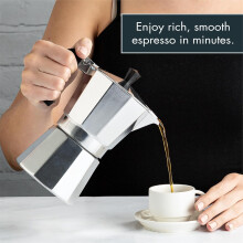 Italian Aluminum Octagonal Mocha Pot – Stovetop Espresso Maker, 50ml, Compatible with Gas/Electric Stoves