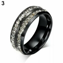 Stainless Steel Women Men Silver/Gold Rings Wedding Band Jewelry Gift Size 6-12-#9 Black-6