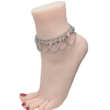 Boho 925 Silver Women Tassel Bell Anklet Bracelet Foot Chain Beach Jewelry Gift-Silver