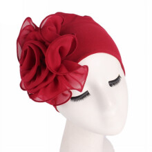 Chemo Turban Hats for Women - Elastic Flower Beanie Headwrap Caps Solid Color Grate for Cancer Hair Cover