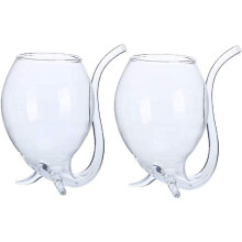 Drinking Glasses Vampire Wine Glass Cup With Built-in Straw Creative Fancy Fun Cocktail Glasses for Juice, Wine (300ml/10oz) - 2 Pack
