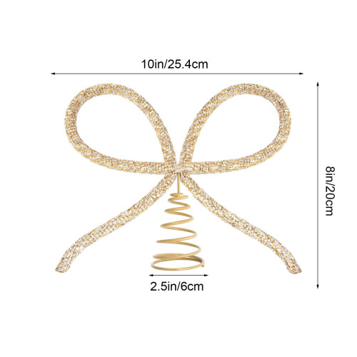 Metal Rhinestone Bow Tree Topper Silver Gold 1pc 2