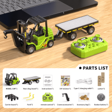 Remote Control Crane with Trailer, 1/64 Mini RC Crane Toys with Lights & Sound, RC Construction Vehicles for Boys Christmas Birthday Gifts
