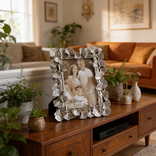 Gold Square Ginkgo Resin Photo Frame Hand-Painted 1