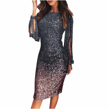 Aftenkjoler for kvinner Elegante lange splittermer Paljettminikjoler Sexy Bodycon Cocktailpartykjoler