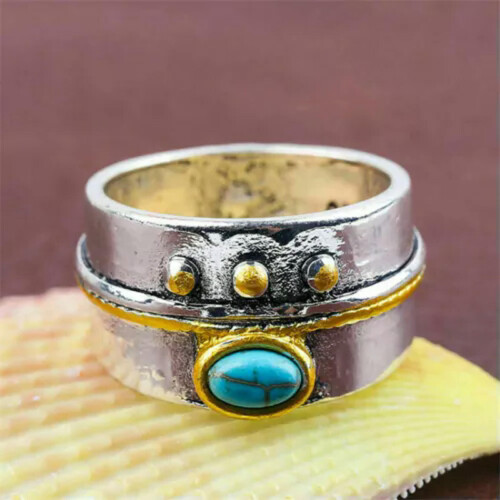925 Silver Plated Turquoise Ring Women Size 6-13 1
