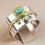 925 Silver Plated Turquoise Ring Women Size 6-13 4