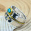 925 Silver Plated Turquoise Ring Women Size 6-13 5