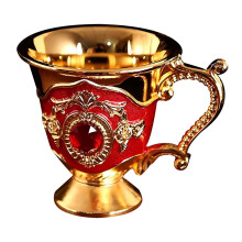 Vintage European Metal Tea Cup with Handle – Antique-Style Mug for Coffee/Baijiu, Compatible with Restaurant, Diner, Farmhouse, Coffee Shop, Home