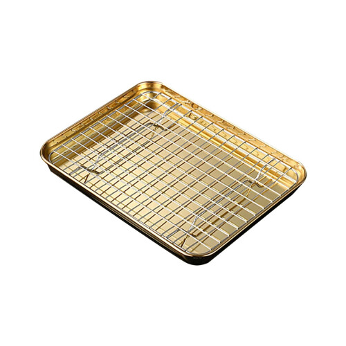 Stainless Steel Rectangular Baking Tray with Cooling Rack, Heavy-Duty Multi-Purpose Pan for Home/Commercial Use