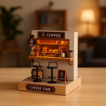 Handmade Mini Smart House Happiness Pavilion DIY Kit – Detailed Buildable Decor, Gift for Hobbyists & Home Decor (5ml Liquid Included), Black