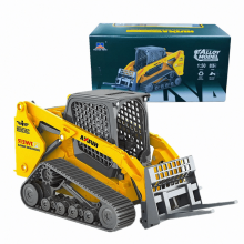 1/50 Construction Truck Toy for Kids 3 in 1 Skid Steer Loader with Forklift and Grab Shovel Construction Vehicle for Boys Gifts-Yellow