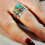 925 Silver Plated Turquoise Ring Women Size 6-13 8