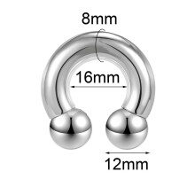 1 Pc Stainless Steel Horseshoe Nose Ring Large Size Septum Piercing Ear Piercing-0G-16mm