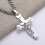 Colar masculino com pingente de crucifixo de Jesus em aço inoxidável dourado e prateado - Prata - 81 cm (32 polegadas) 5