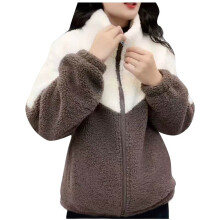 Womens Jacket Colored Thickened Lamb Fleece Long Sleeve Mid Length Overcoat Warm Topcoat
