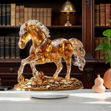 Acrylic Horse Figurine Chinese Feng Shui Glass Collection Ornament Statue Animal Collectible Standing Table Decor Home Decor 5.9''