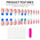 Glossy Pink False Nails with Blue Tips, Zero Pressure 5