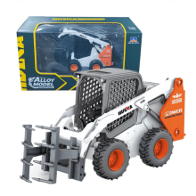 1/50 Construction Truck Toy for Kids 3 in 1 Skid Steer Loader with Forklift and Grab Shovel Construction Vehicle for Boys Gifts-Red