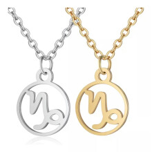 Stainless Steel Pendant Necklace Lobster Zodiac Sign Gold Silver 16.3" 2mm Z578-Capricorn-Gold