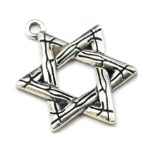 20 st hexagram DIY-berlocker i legering i antik silver för nyckelringar och nyckelringsprojekt