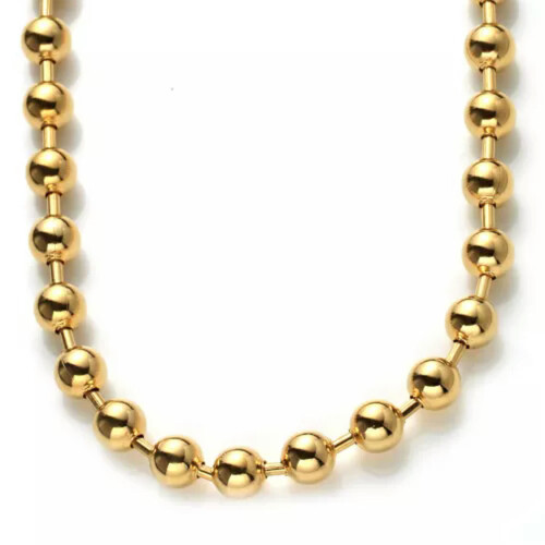 Colar de corrente de bolinhas redondas em aço inoxidável, 71 cm (28 polegadas), dourado. 1