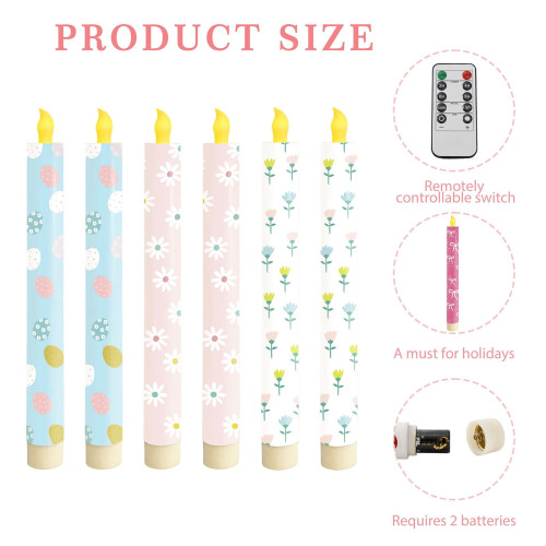 LED Remote Timer Candles Flickering Flame 6 Pcs 2
