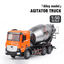 1/50 Scale Metal Diecast Cement Mixer Toy Truck, Metal Construction Vehicles Trucks Model Toy for Boys Kids - Orange
