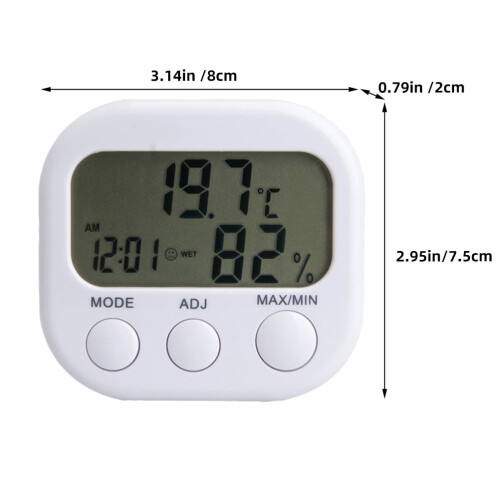 Higrômetro digital retangular (1 unidade) para ambientes internos com visor de temperatura. 1