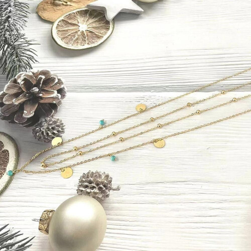 SSKFHGI Χρυσή Απλή Αλυσίδα Μέσης με Φούντα και Πούλιες, Γυναικεία Διπλή Αλυσίδα, Casual 2