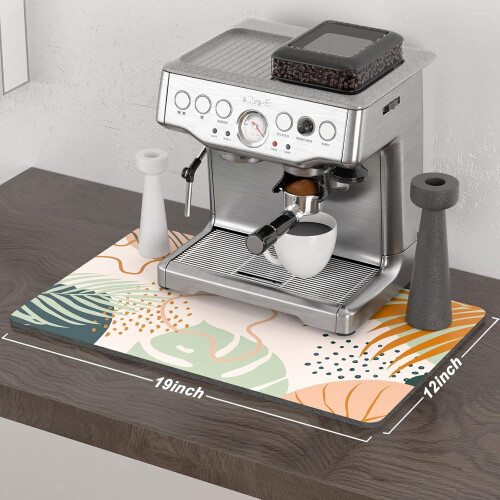 Boho Coffee Mat 19,5x12in – Απορροφητικό χαλάκι μπαρ για σταθμό καφέ, στέγνωμα πιάτων και 1