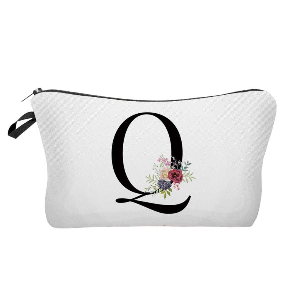 A-Z Personalized Initial Makeup Bags, Monogram Cosmetic Bag with Flower Letter â Cute Birthday Gift for Women, Mom, Best Friend, Bride & Bridesmaid