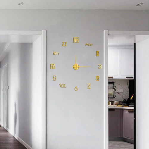 Acrylic Wall Clock Gold Small 40cm Silent Three-Dimensional 2