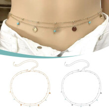 Gold Tassel Sequin Waist Chain for Women Double Chain