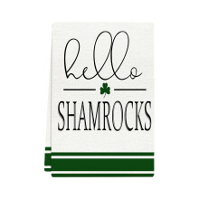 St. Patrick's Day Kitchen Hand Towels Shamrock Dish Towels 18x26in, Decorative Absorbent Green Irish Tea Towels for Kitchen Bathroom Gifts