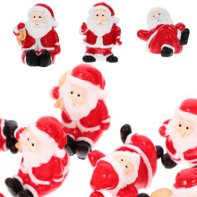 Juego de 12 adornos de resina para mesa, miniaturas decorativas navideñas rojas para decoración del hogar.