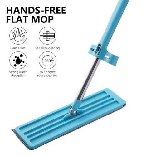 Microfiber Flat Mop Hands Free Squeeze Cleaning Floor Washable Mop w1a