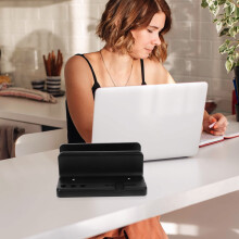Black Plastic Laptop Stand for Home Use Durable Vertical Storage Lightweight and Portable 1PC