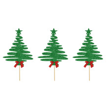 18-Pc Christmas Tree Cupcake Toppers Kit – Glitter Edible Picks for Cakes, Cookies & Dessert Table – Compatible with Xmas Party