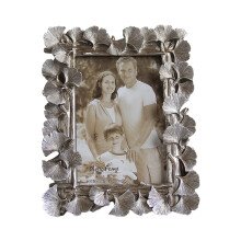 Gold Square Ginkgo Resin Photo Frame, Hand-Painted, Decorative Tabletop Display for Home Decor & Memories