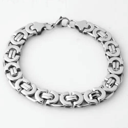 Pulseira de aço inoxidável bizantina para homens e mulheres, 6/8/11 mm, 7-11 polegadas, prateada, 6 mm, 7,5 polegadas.